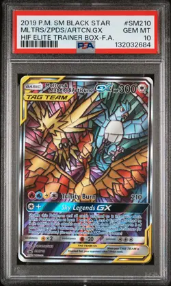 2019 POKEMON SM HIDDEN FATES ETB FULL ART/MOLTRES & ZAPDOS & ARTICUNO GX PSA 10 - Image 1