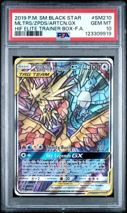 2019 POKEMON SM HIDDEN FATES ETB FULL ART/MOLTRES & ZAPDOS & ARTICUNO GX PSA 10 - Image 1