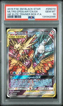 2019 POKEMON SM HIDDEN FATES ETB FULL ART/MOLTRES & ZAPDOS & ARTICUNO GX PSA 10 - Image 1