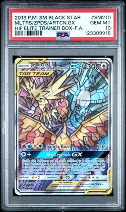 2019 POKEMON SM HIDDEN FATES ETB FULL ART/MOLTRES & ZAPDOS & ARTICUNO GX PSA 10 - Image 1