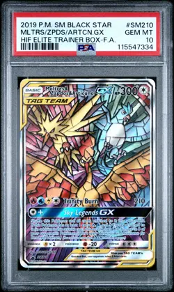 2019 POKEMON SM HIDDEN FATES ETB FULL ART/MOLTRES & ZAPDOS & ARTICUNO GX PSA 10 - Image 1