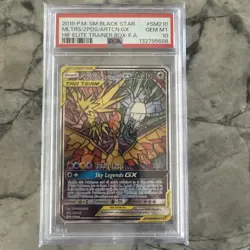 2019 POKEMON SM HIDDEN FATES ETB FULL ART/MOLTRES & ZAPDOS & ARTICUNO GX PSA 10 - Image 1
