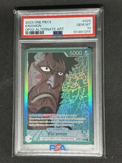 2023 ONE PIECE OP02-PARAMOUNT WAR ALTERNATE ART #025 KIN'EMON PSA 10 - Image 1
