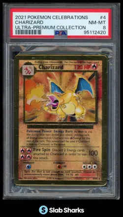 2021 METAL CHARIZARD #4/102 POKEMON CELEBRATIONS ULTRA PREMIUM COLLECTION PSA 8 - Image 1