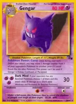 Gengar - 20/62 - Rare - Unlimited Edition PL/MP, English Pokemon Fossil - Image 1