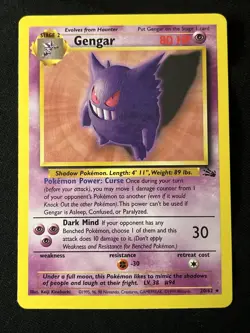 Pokemon TCG Gengar 20/62 Fossil Set Non Holo Rare Unlimited 1999 WOTC LP+ - Image 1