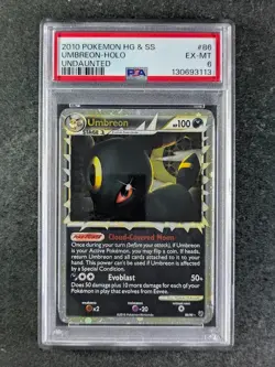 2010 Pokemon Heart Gold Soul Silver Undaunted UMBREON Ultra Rare 86/90 PSA 6 - Image 1