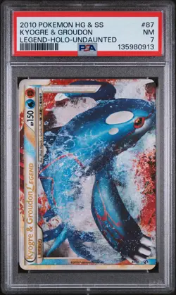 2010 POKEMON HEARTGOLD & SOULSILVER UNDAUNTED KYOGRE & GROUDON LEGEND-HOLO PSA 7 - Image 1
