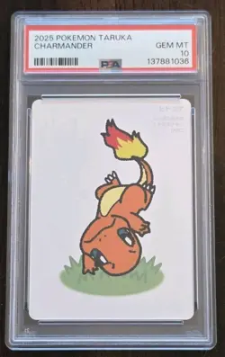 PSA 10 POKEMON TARUKA CHARMANDER 2025 POKEMON CENTER JAPAN PLAYING CARD GAME - Image 1