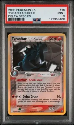 PSA 9 MINT Tyranitar 16/113 Holo Pokemon 2005 EX Delta Species Low Pop - Image 1