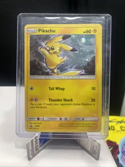 Pokemon TCG Pikachu Sun & Moon Black Star Promo Card SM98 Cosmos Holo Rare NM - Image 1
