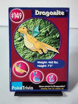 Dragonite #149 Pokemon Burger King Promo PokeTrivia VINTAGE - Image 1