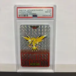 1996 POKEMON JPN BANDAI CARDDASS VENDING #145 ZAPDOS PRISM PSA 8 Red Card - Image 1