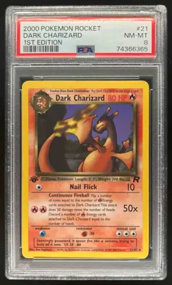 2000 Pokemon Team Rocket First Edition Dark Charizard #21/82 PSA 8 - Image 1