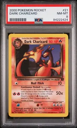 2000 Pokemon Dark Charizard 21/82 Team Rocket Non Holo PSA 8 - Image 1