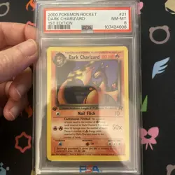 PSA 8 NM-MT Pokemon Dark Charizard Team Rocket 1st Edition 21/82 - Image 1