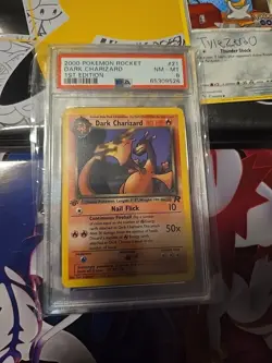 Pokemon Dark Charizard TCG 21/82 Non-Holo Rare 1st Edition PSA 8 - Image 1