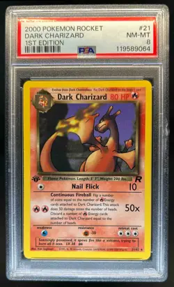 2000 Pokemon Team Rocket First Edition Dark Charizard #21/82 PSA 8 - Image 1