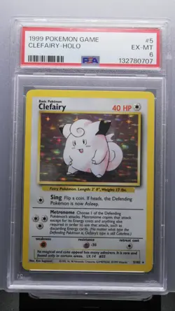 CLEFAIRY 005/102 1999 Base Set Holo Rare Pokemon card PSA 6 EX-MT - Image 1