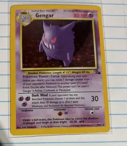 Pokemon Gengar 5/62 Fossil Holo Rare 1999 WOTC Vintage Card - Image 1