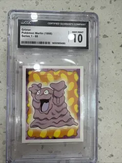 1998 Pokemon CGC Gem Mint 10 Merlin Grimer Graded Sticker - Image 1