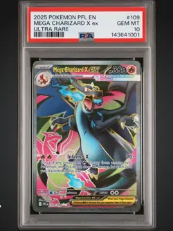 2025 POKEMON PFL EN-PHANTASMAL FLAMES ULTRA RARE #109 MEGA CHARIZARD X EX PSA 10 - Image 1