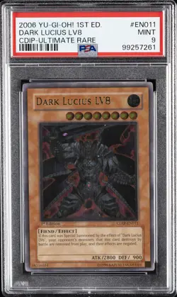 2006 YU-GI-OH! CDIP-CYBERDARK IMPACT 1ST ED-ULTIMATE RARE DARK LUCIUS LV8 PSA 9 - Image 1