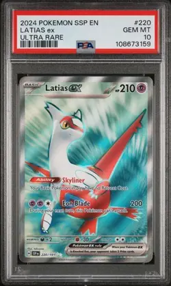 Latias ex 220/191 PSA 10 Pokemon 2024 Surging Sparks Ultra Rare English Card TCG - Image 1