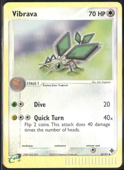 Vibrava 47/97 Reverse Holo EX Dragon Pokemon English Card (MP) - Image 1