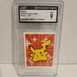 Pokemon 1998 Topps Merlin Series 1 Base Set Pikachu #165 Vintage CGC 9 NM MINT - Image 1