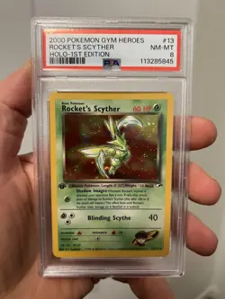 2000 Pokemon PSA 8 1st Edition Rocket’s Scyther Holo Gym Heroes #13 - Image 1