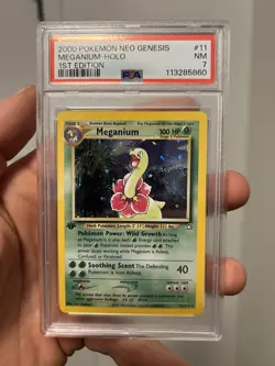 2000 Pokemon PSA 7 1st Edition Meganium Holo Neo Genesis #11 - Image 1