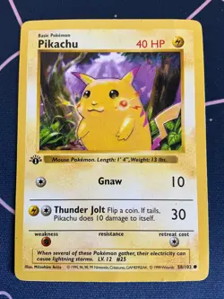 Pikachu (Red Cheeks) 058/102 Base Set (Shadowless) Pokemon TCG - Image 1