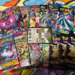 Pokemon TCG Pack Lot Of 15 English Japanese Korean Sealed + Free Promo & Cards - Image 1