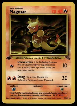 1st Edition Magmar 39/62 Fossil Set Rare Vintage 1999 Pokemon Card - NM - Image 1