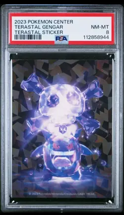 2023 POKEMON CENTER TERASTAL STICKER TERASTAL GENGAR PSA 8 - Image 1