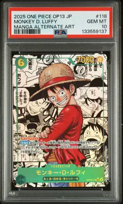 2025 ONE PIECE JPN OP13-CARRYING ON HIS WILL #118 MONKEY D. LUFFY PSA 10 - Image 1