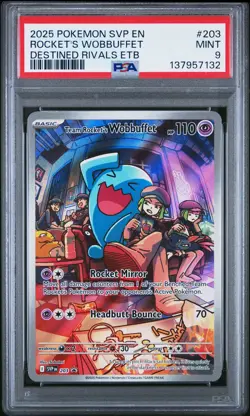 2025 POKEMON SVP EN-SV BLACK STAR PROMO #203 TEAM ROCKET'S WOBBUFFET PSA 9 - Image 1