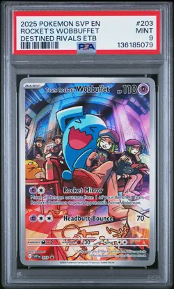 2025 POKEMON SVP EN-SV BLACK STAR PROMO #203 TEAM ROCKET'S WOBBUFFET PSA 9 - Image 1