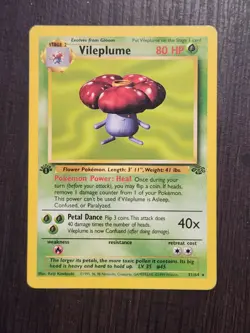 1st Edition Vileplume Jungle Pokemon Card Rare 31/64 NM/LP - Image 1