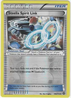 Pokemon XY Steam Siege REVERSE HOLO STEELIX SPIRIT LINK 106/114 PACK FRESH - Image 1