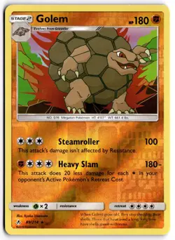 Pokemon TCG Golem 89/214 Sm-Unbroken Bonds Reverse Holo - Image 1