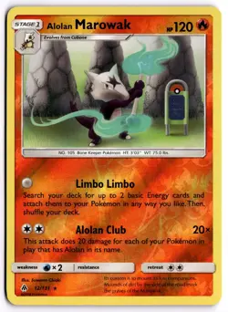 Pokemon TCG Alolan Marowak 12/131 Sm-Forbidden Light Reverse Holo - Image 1