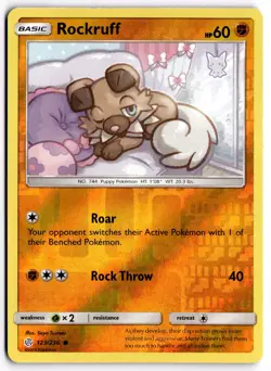 Pokemon TCG Rockruff 123/236 Sm-Cosmic Eclipse Reverse Holo - Image 1