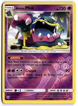 Pokemon TCG Alolan Muk 58/149 Sun & Moon Base Set Reverse Holo - Image 1