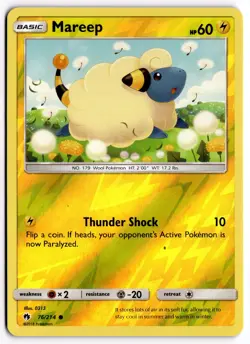 Pokemon TCG Mareep 76/214 Sm-Lost Thunder Reverse Holo - Image 1