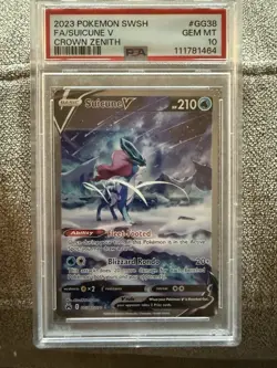 Pokemon Suicune V Full Art GG38/GG70 Crown Zenith #GG38 GEM MINT PSA 10 - Image 1