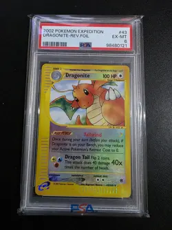 PSA 6 Dragonite #43/165 Expedition Reverse Holo Pokemon - Image 1