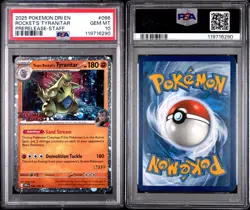 2025 POKEMON DESTINED RIVALS #096 TEAM ROCKETS TYRANITAR PSA 10 STAFF PROMO - Image 2