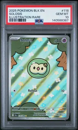 Pokemon 2025 Black Bolt Illustration Solosis #118/086 PSA 10 - Image 1